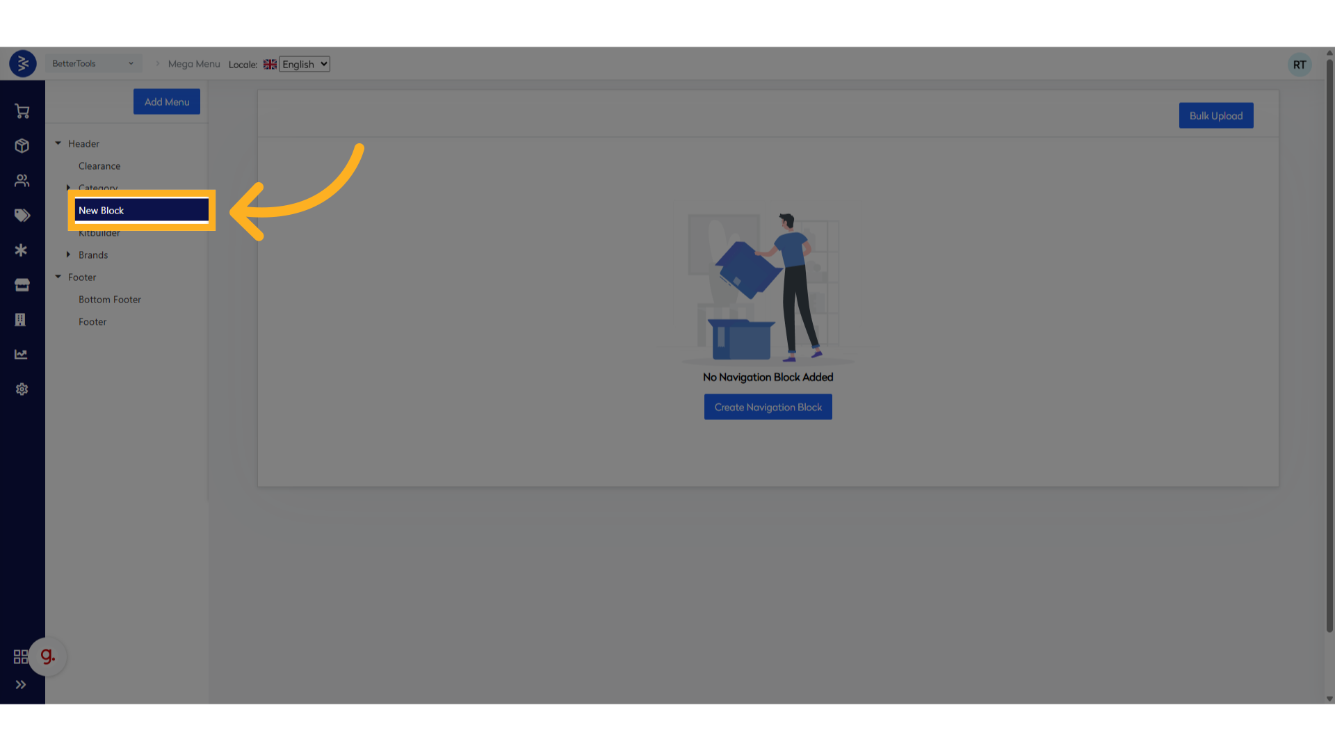 StoreFront Menu Selection